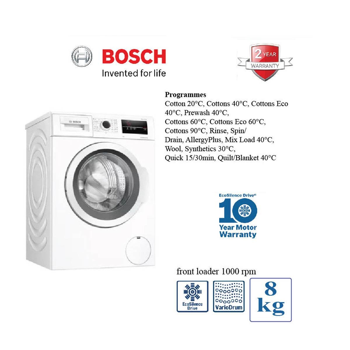 Bosch WAJ20180GC Series-2, 8-Kg Washing Machine